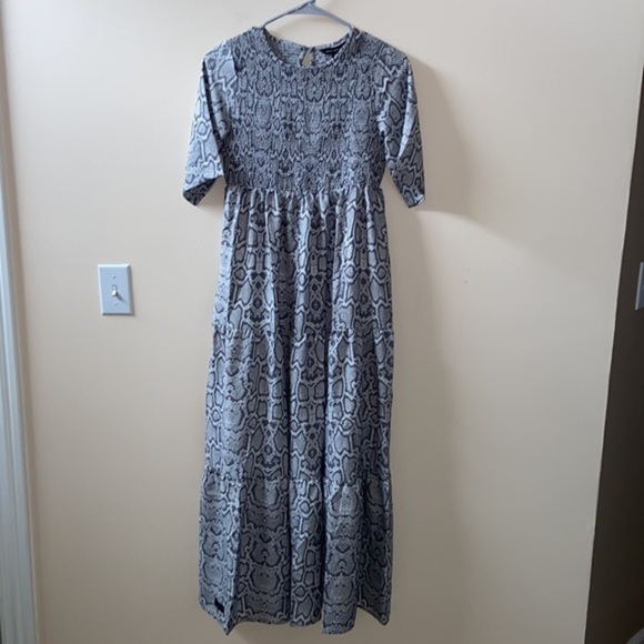 Snakeskin Shirred Dress MIDI DRESS BY SIMPLY SOUTHERN - Picture 2 of 4